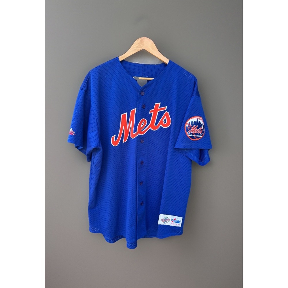 Willie Mays NY Mets jersey 70s Mens XL Blue Majestic Diamond USA Made 24
